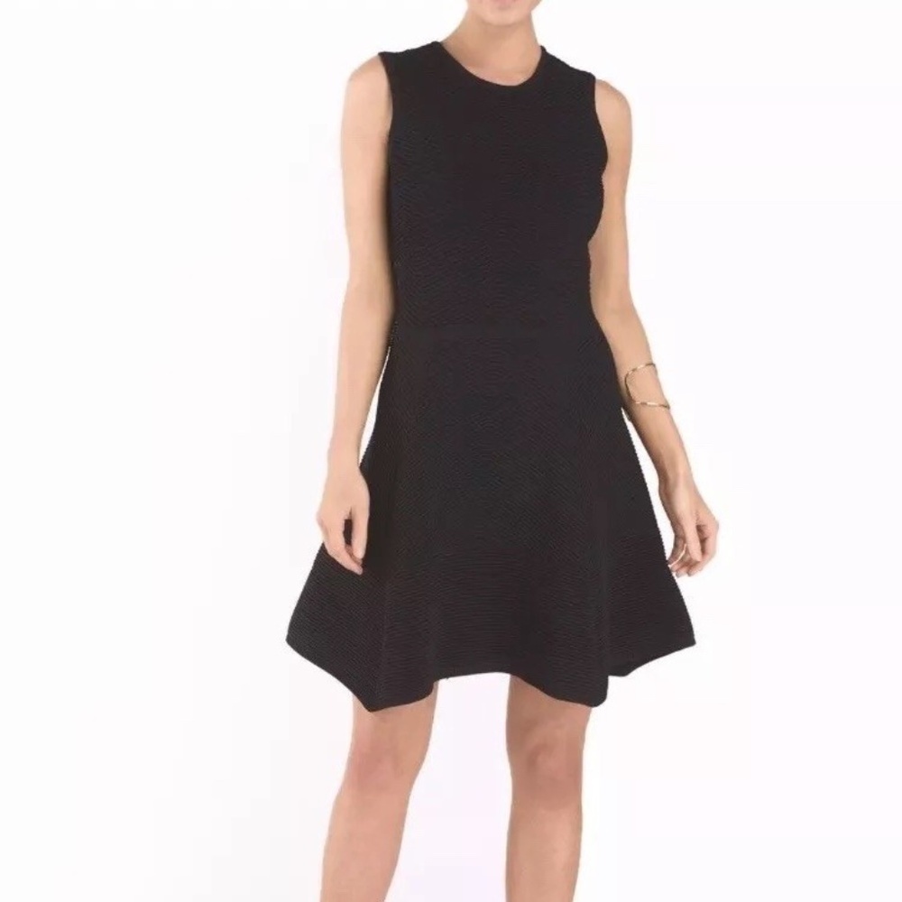 Torn by Ronny Kobo textured ribbed fit & flare sleeveless black dress Size S